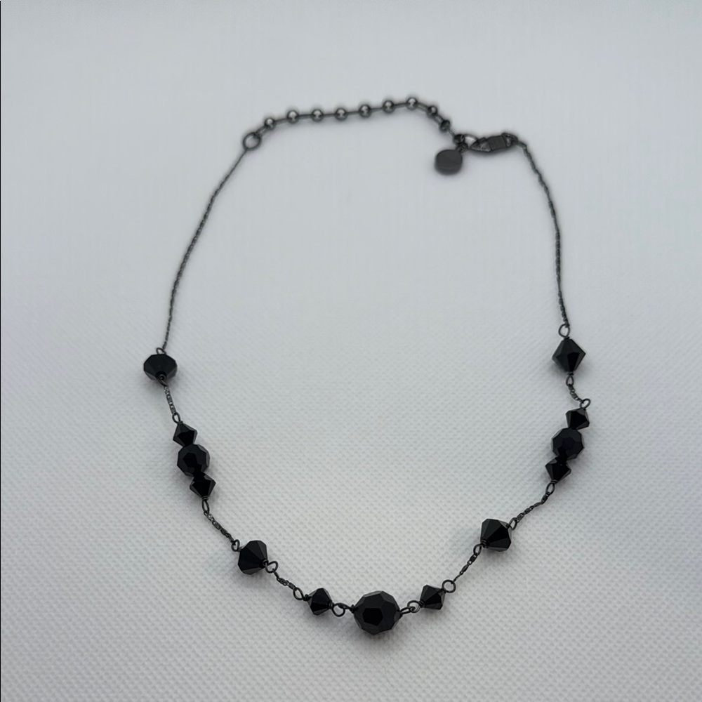 Givenchy Vintage Black Crystal Beaded Necklace - Excellent Condition, Adjust 18”